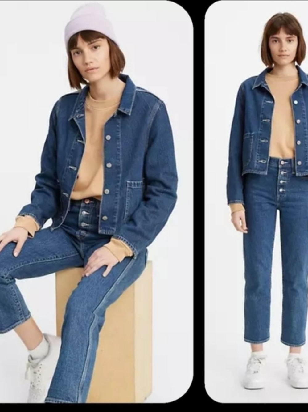 Levi's Utility Exposed Button Fly Mid-Blue Straight-Leg Cropped Jeans